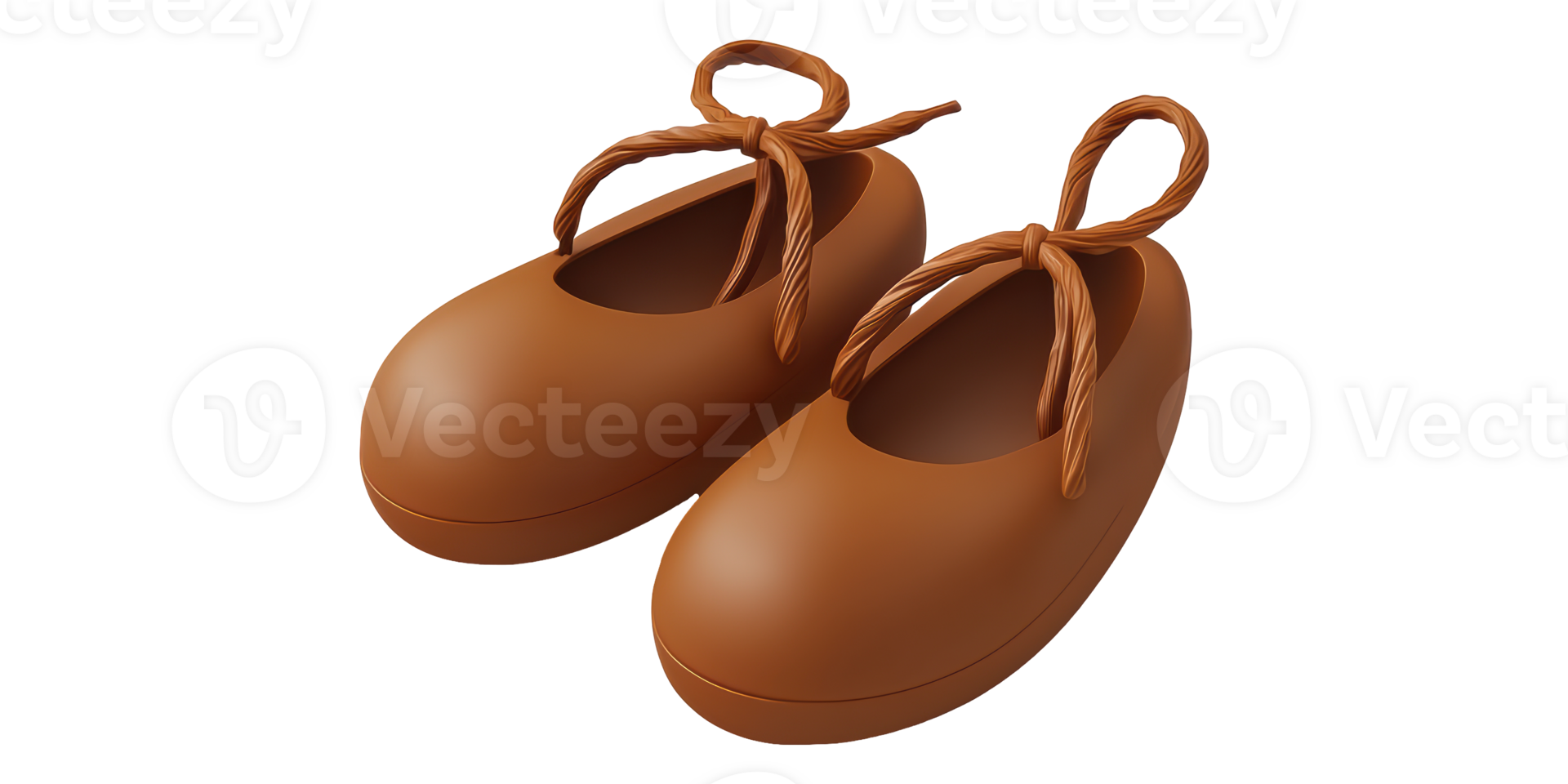 Brown wooden clogs isolated on transparent background png