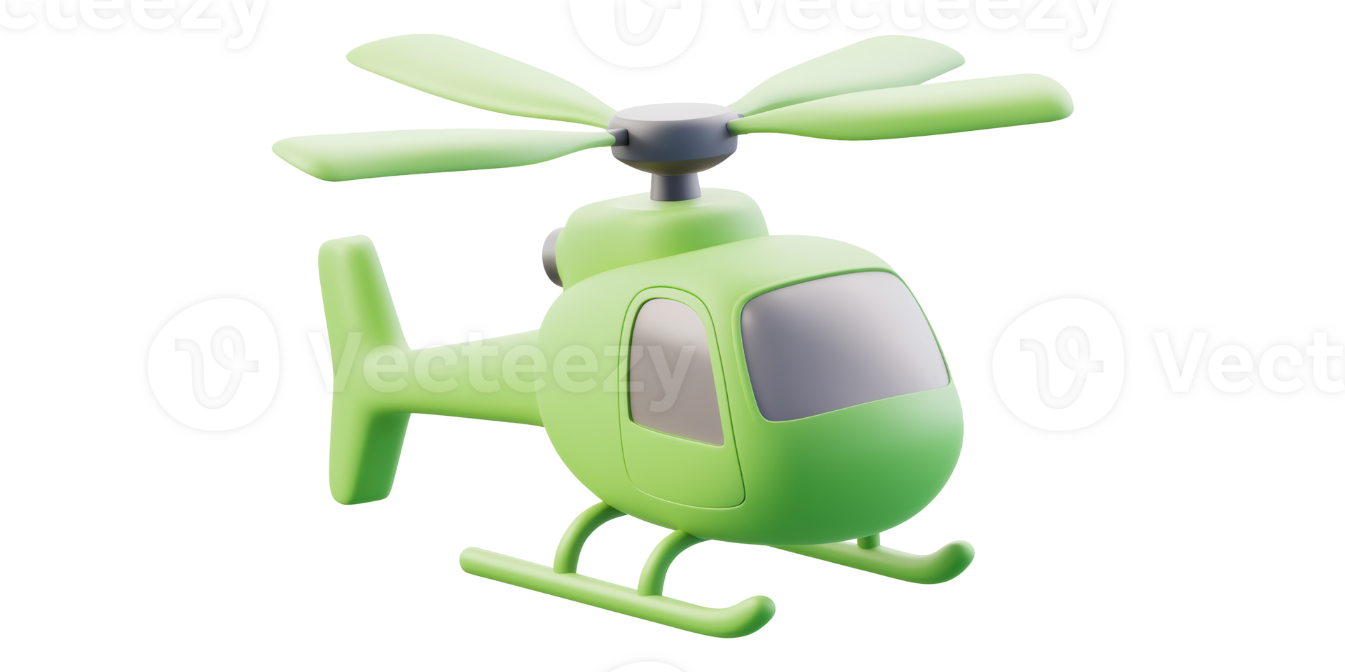 Green toy helicopter with rotating blades isolated on transparent background png