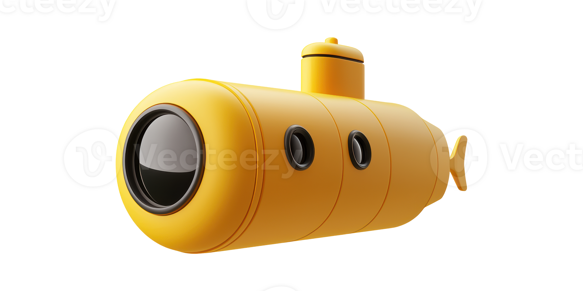 Yellow submarine toy model isolated on transparent background png
