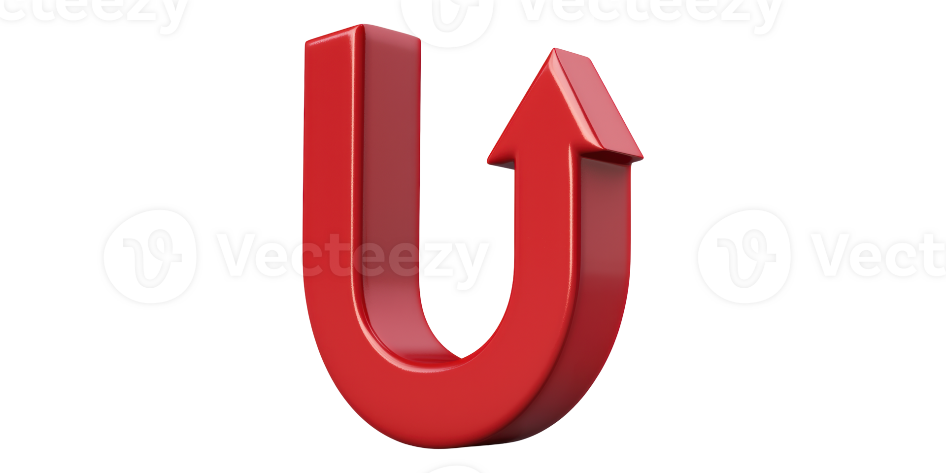 Red u-turn arrow pointing right isolated on transparent background png
