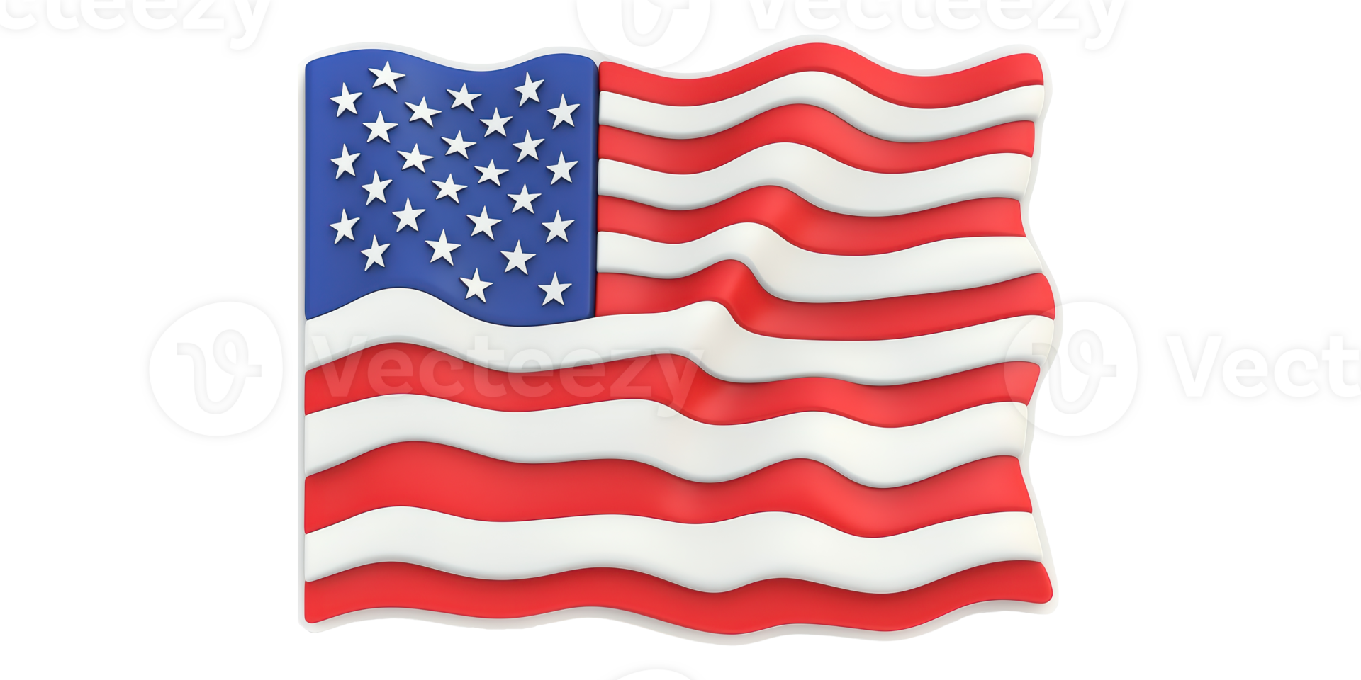 American flag waving illustration isolated on transparent background png