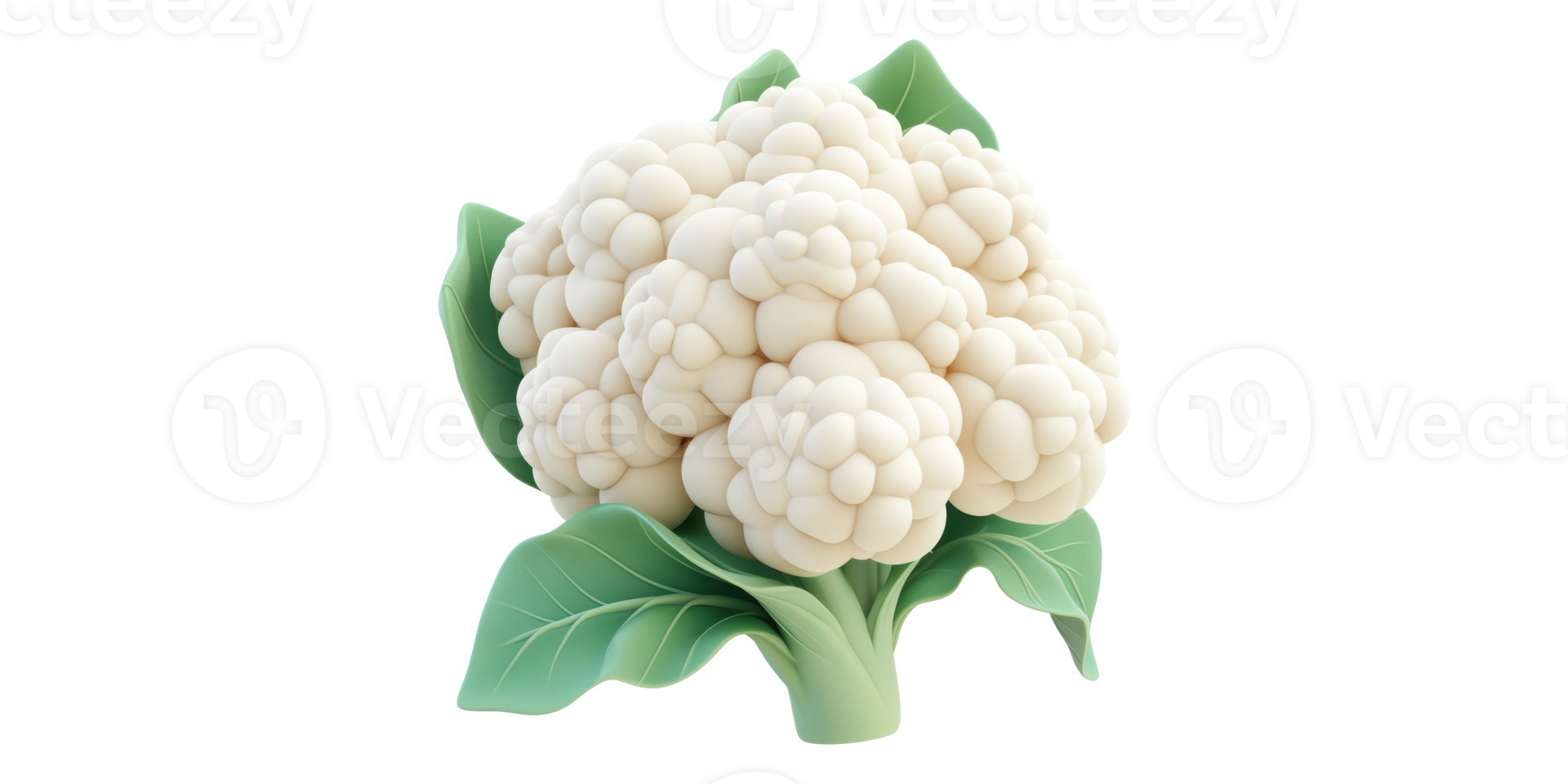 Cauliflower with green leaves isolated on transparent background png