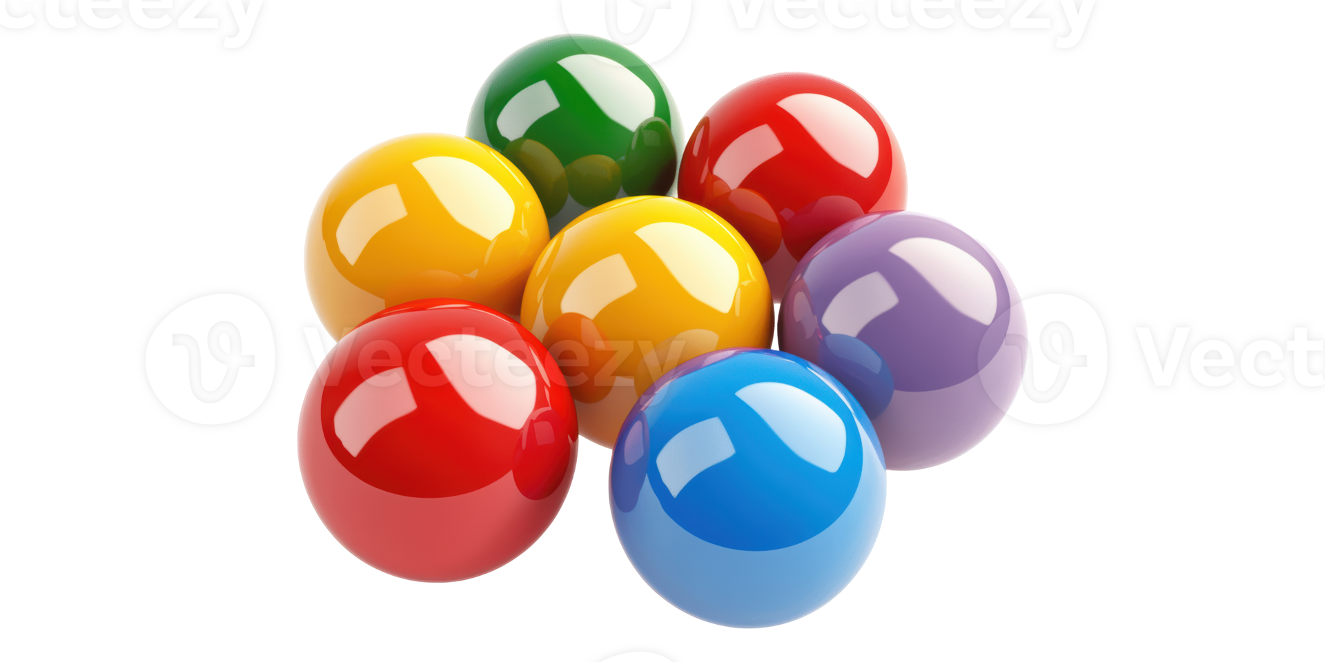 Glossy spheres cluster isolated on transparent background png