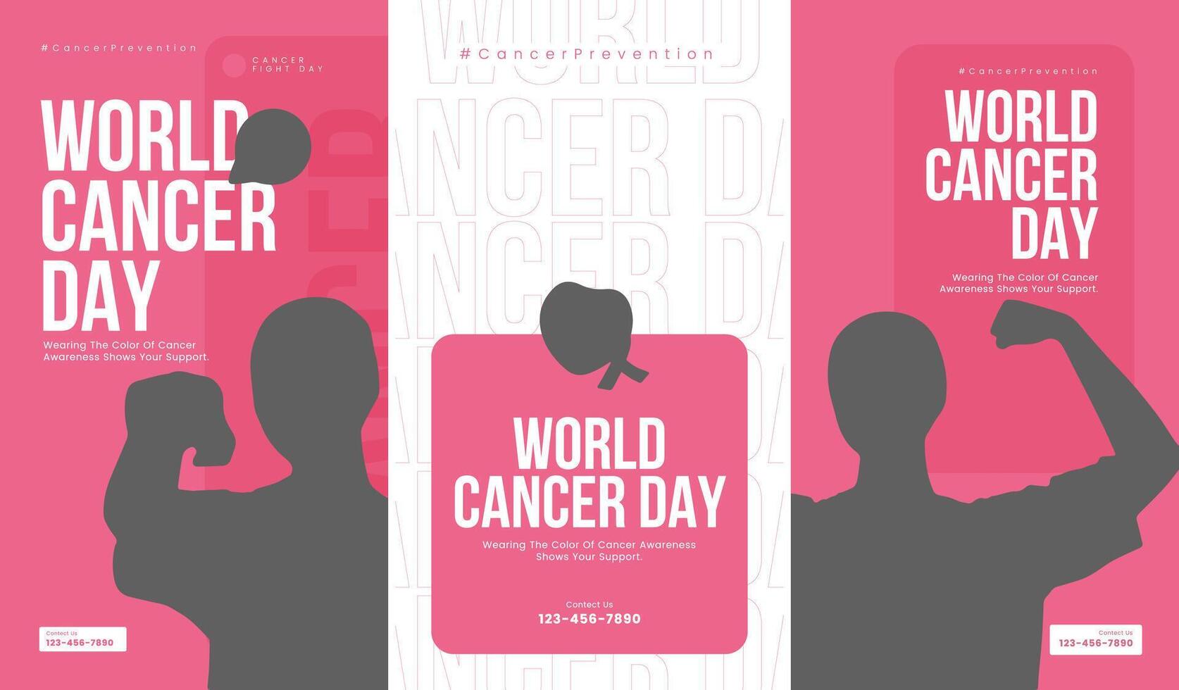 Worlds Cancer Day Social Media Posts stories Collection vector