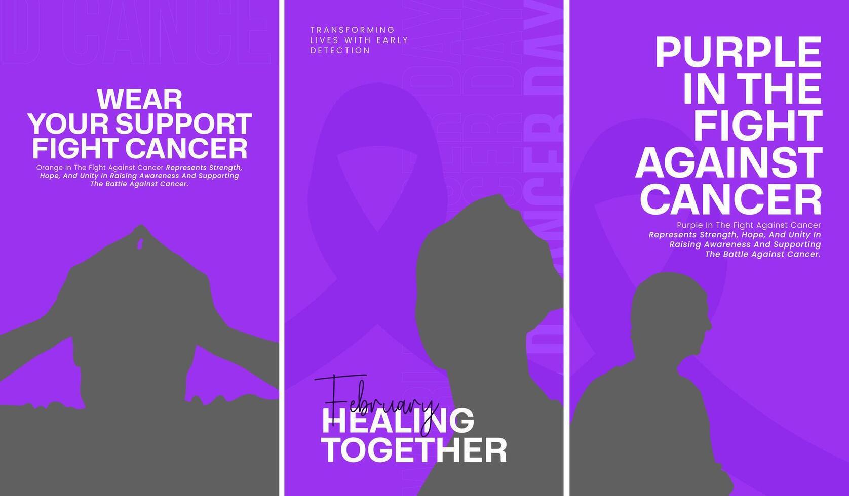 Minimal Social Media Stories Collection for World Cancer Day vector