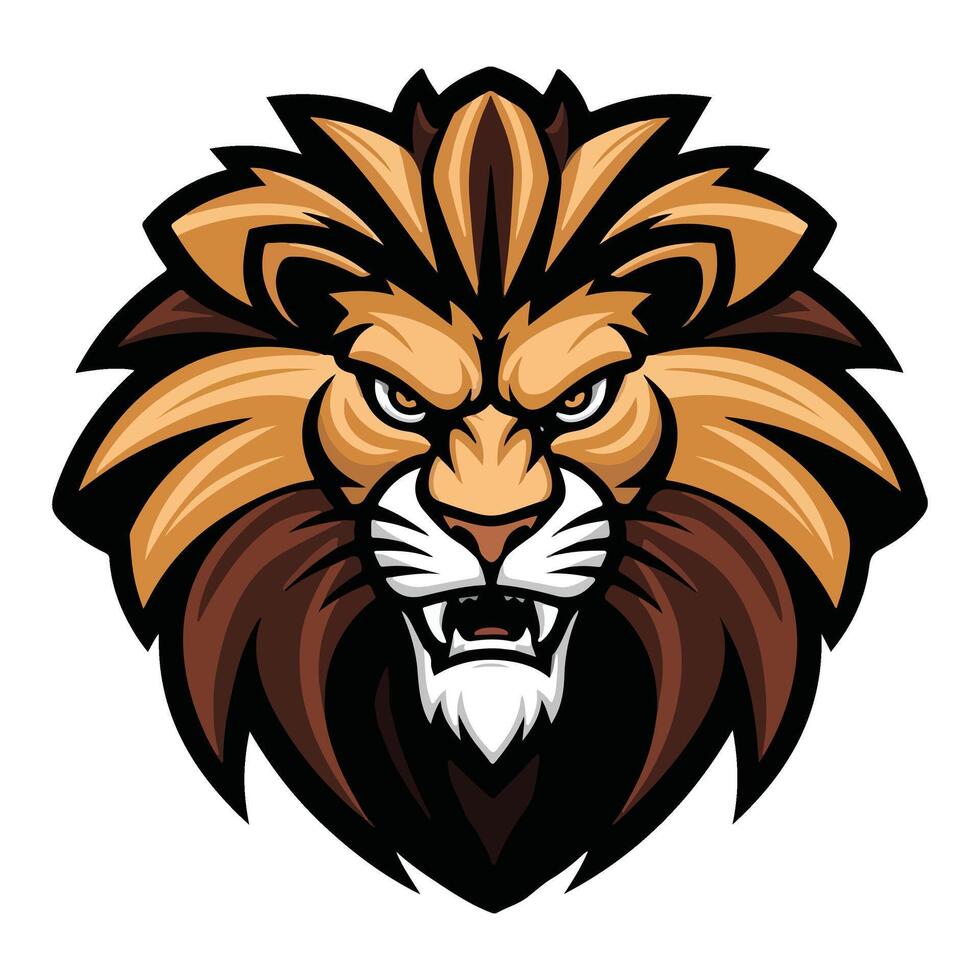 Roaring Lion Head with Intense Expression vector