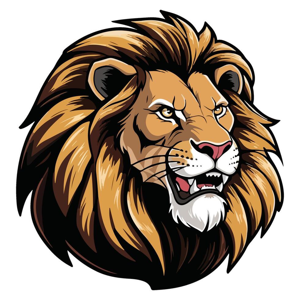 Lion Warrior Head with a Fearless Stance vector