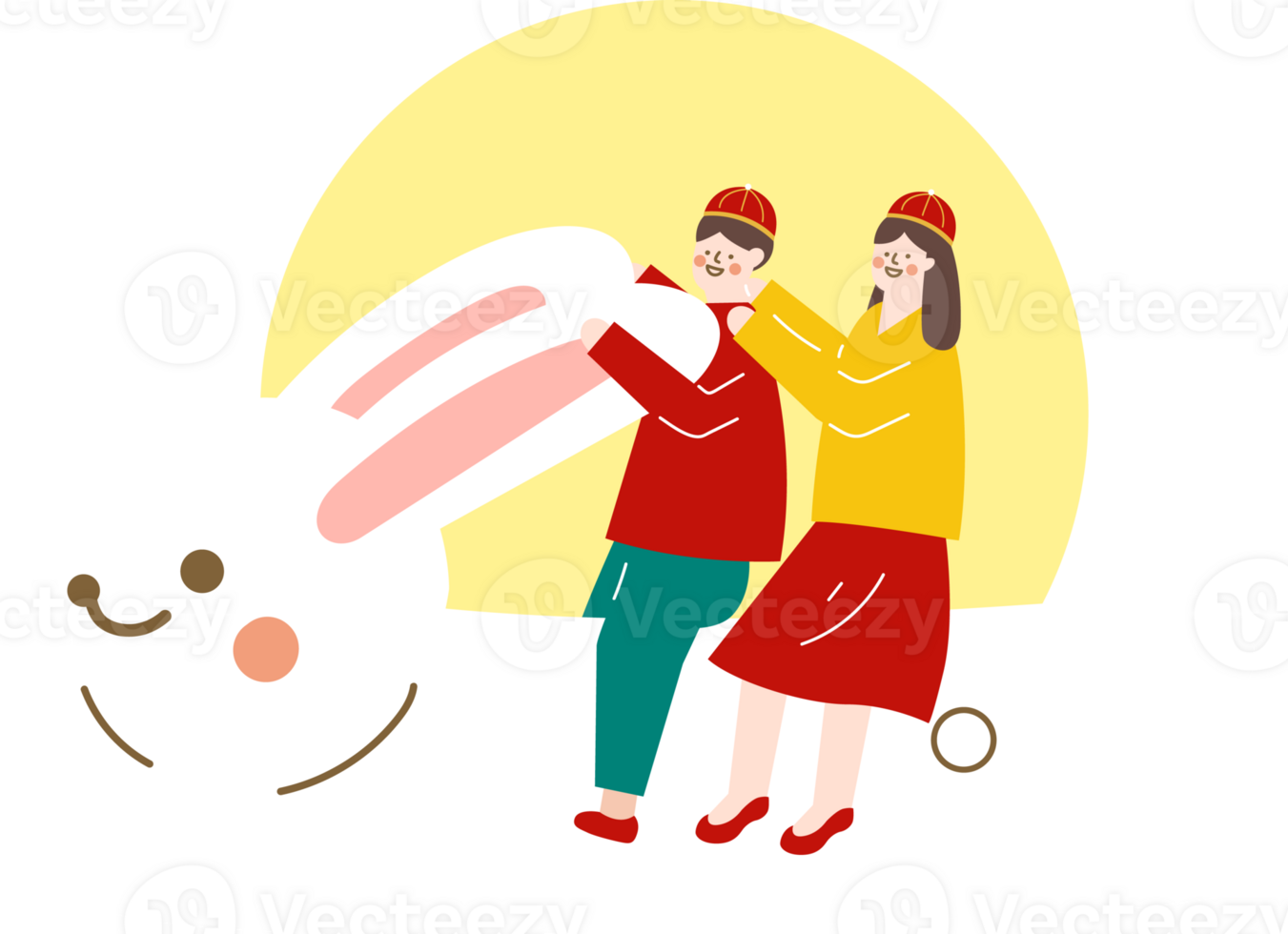 couple sit on the rabbit png