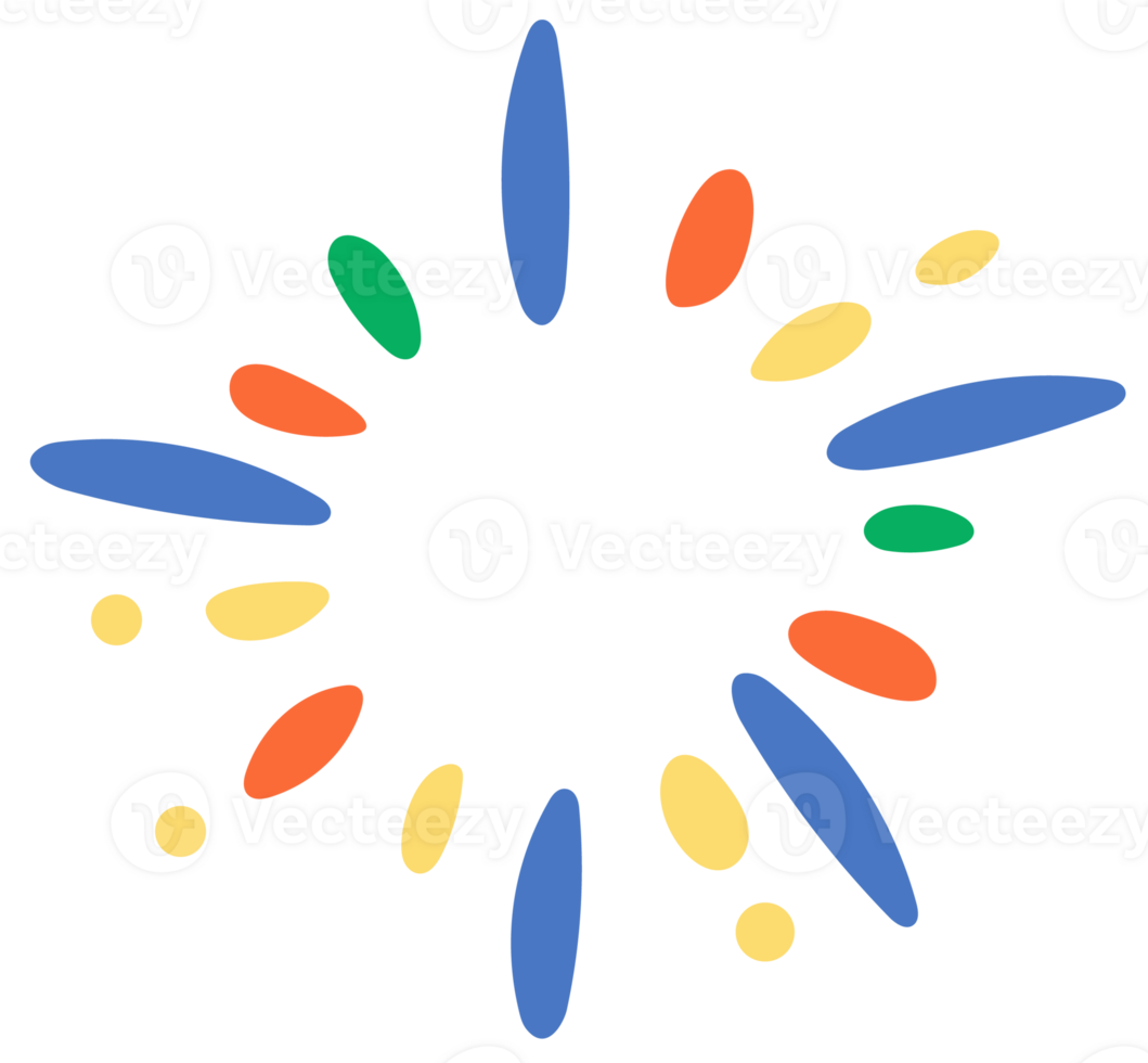 a green, blue, orange and yellow firework png