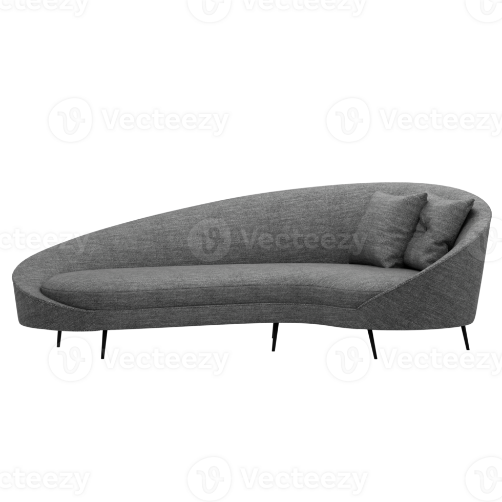 3d gray couch with a transparent background png