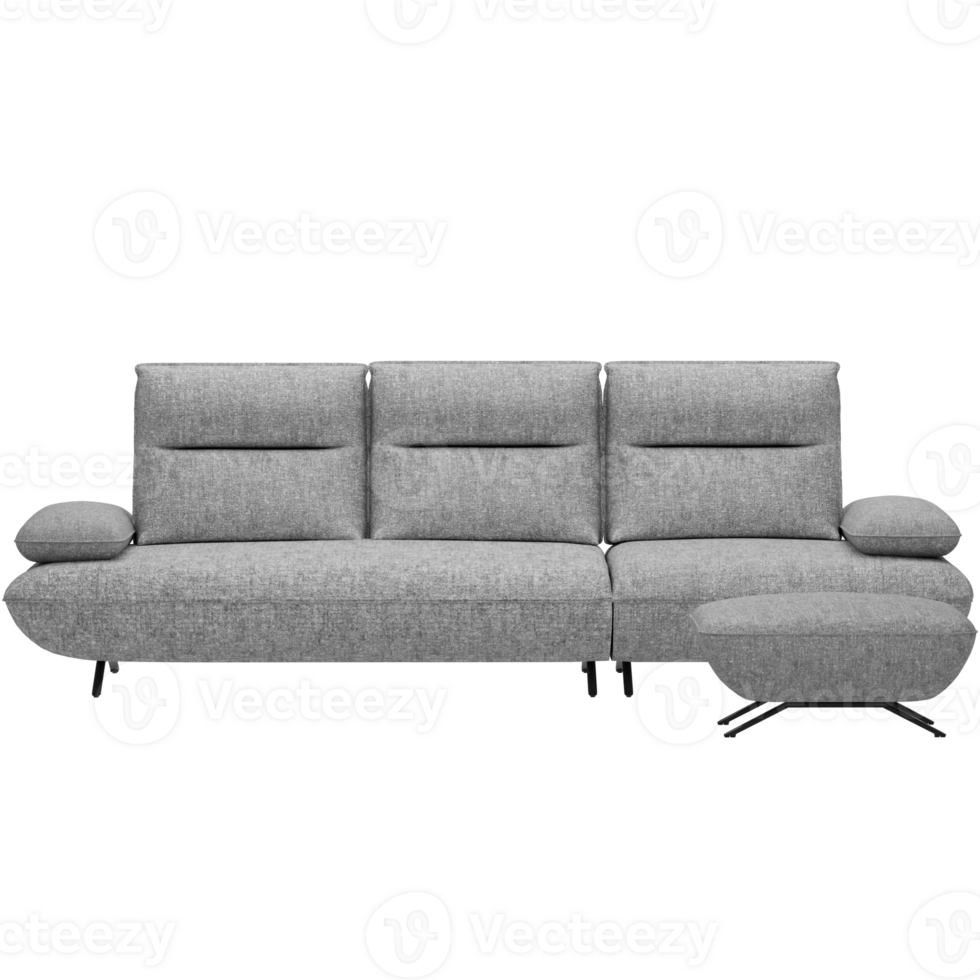 Grey couch with a transparent background png