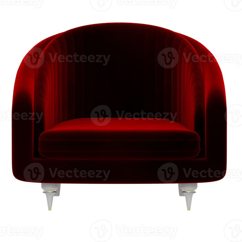 A red velvet chair with a transparent background png
