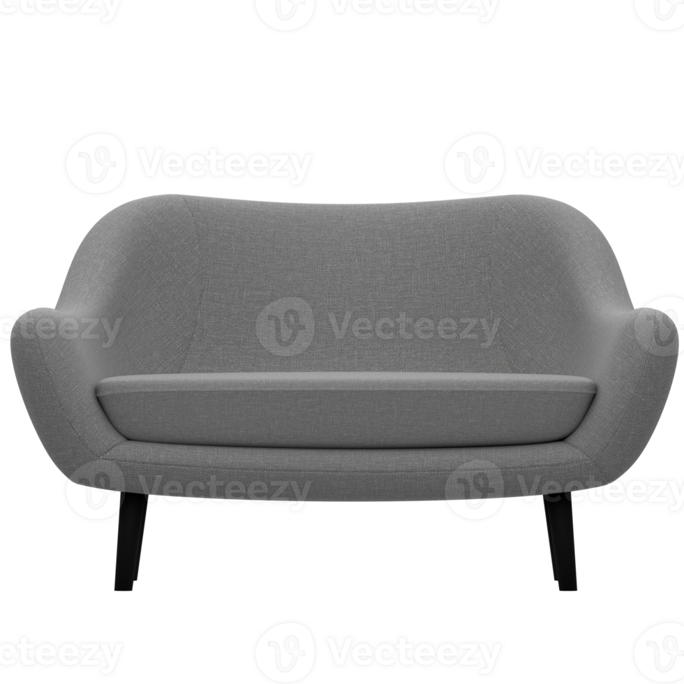 A grey couch with a transparent background png