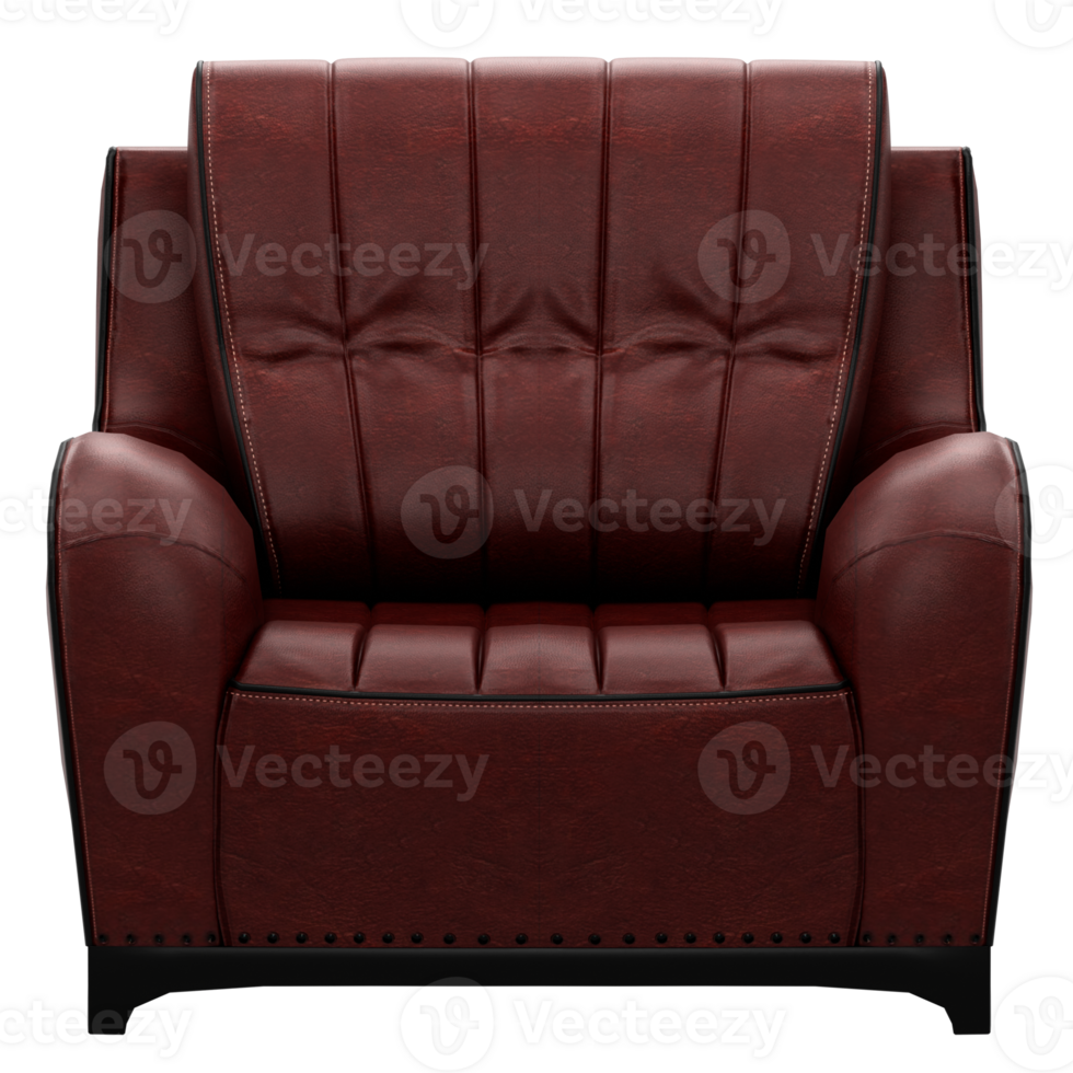 render brown leather chair with black legs png