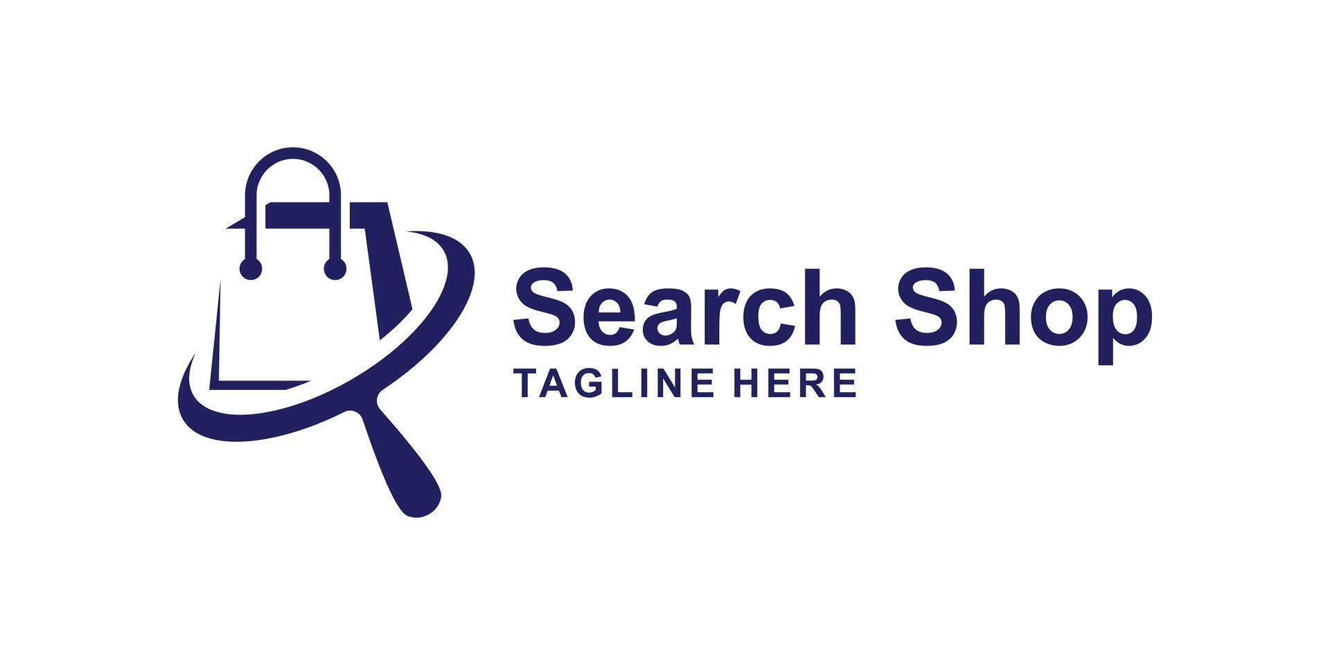 logo design of shopping bag and magnifying glass,symbol for shop search,shop,online,store,icon,idea,creative. vector