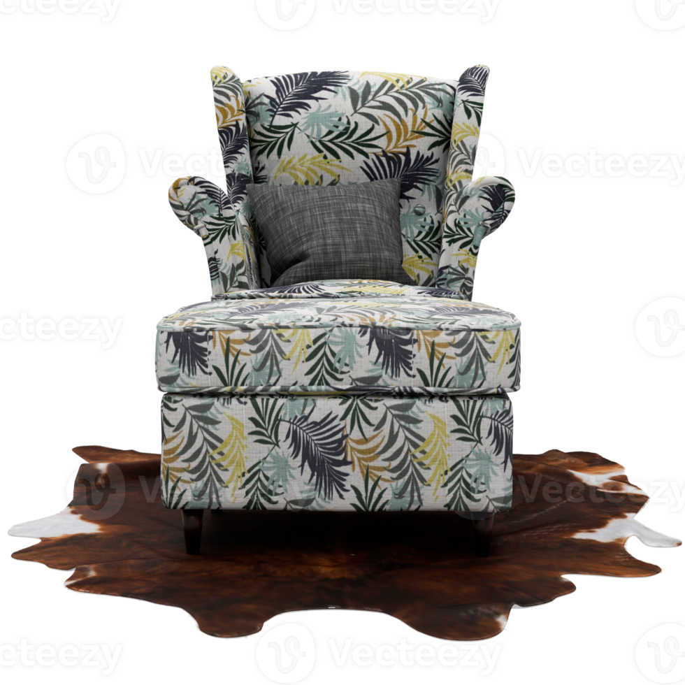 A chair with a tropical print on it png