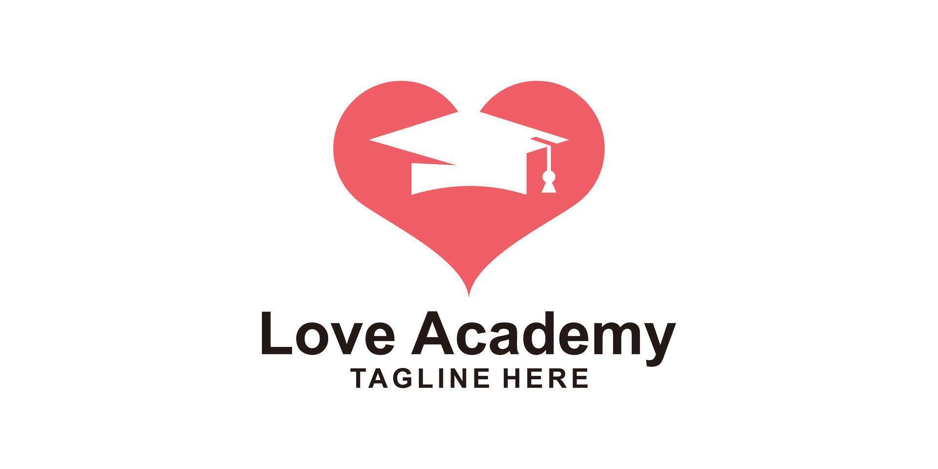 logo design love and hat graduation,collage,study,symbol,icon,idea,creative. vector