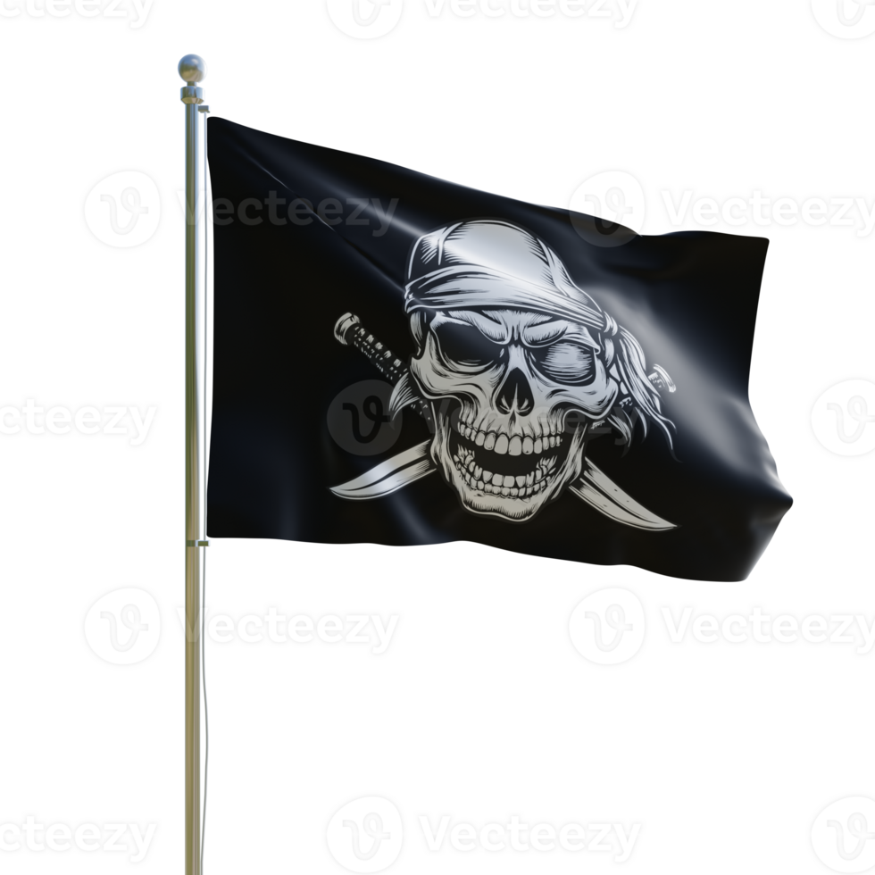 Render Pirate flag with skull and crossbones png