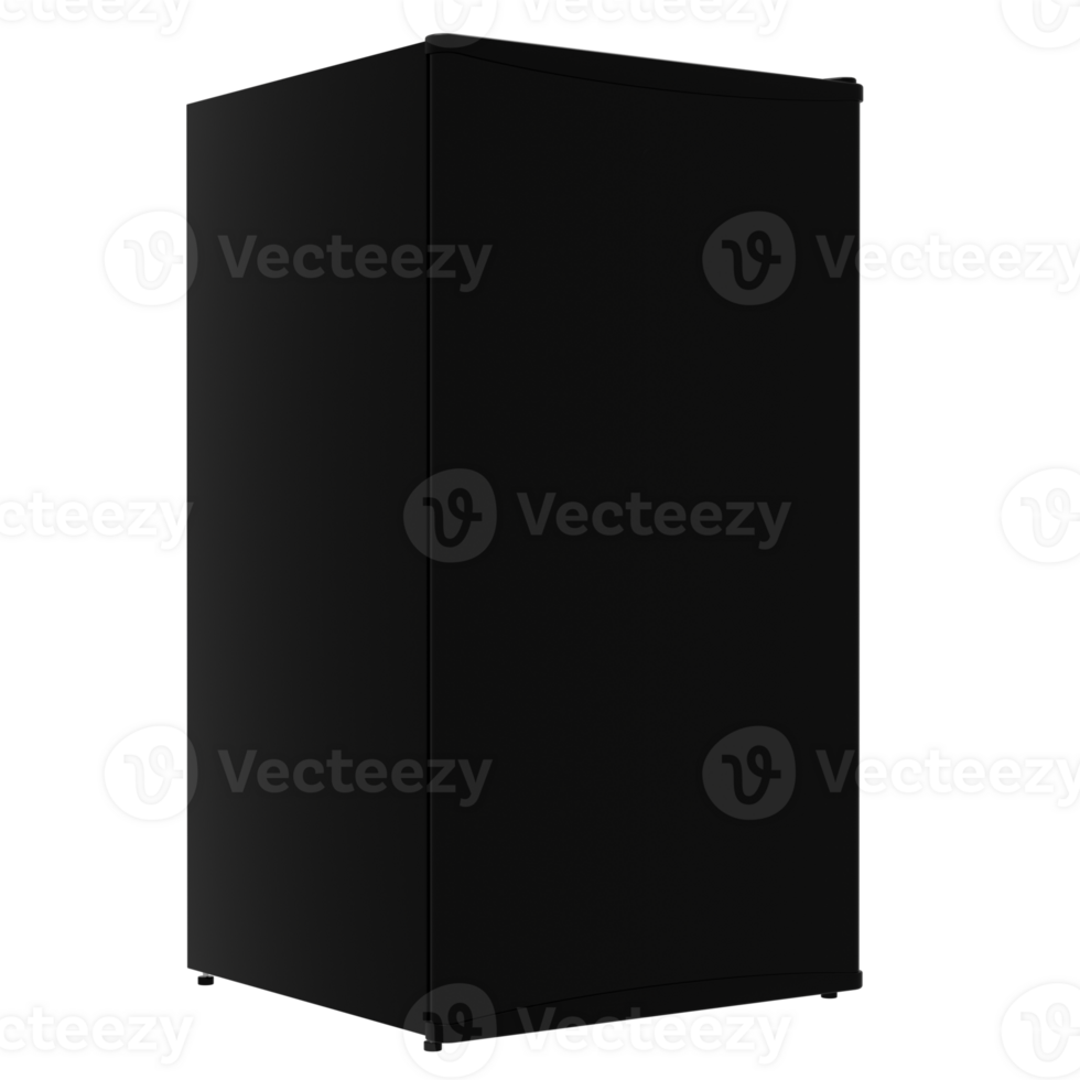 A black refrigerator on a black background png