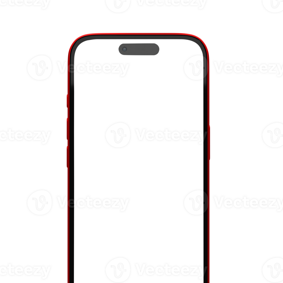 An cellphone with a red case on a transparent background png