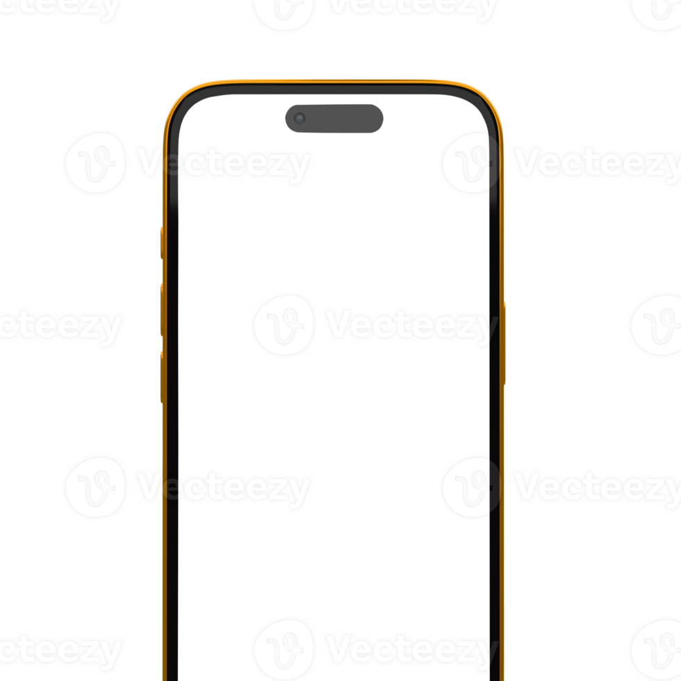 An cellphone with a transparent background and a yellow border png