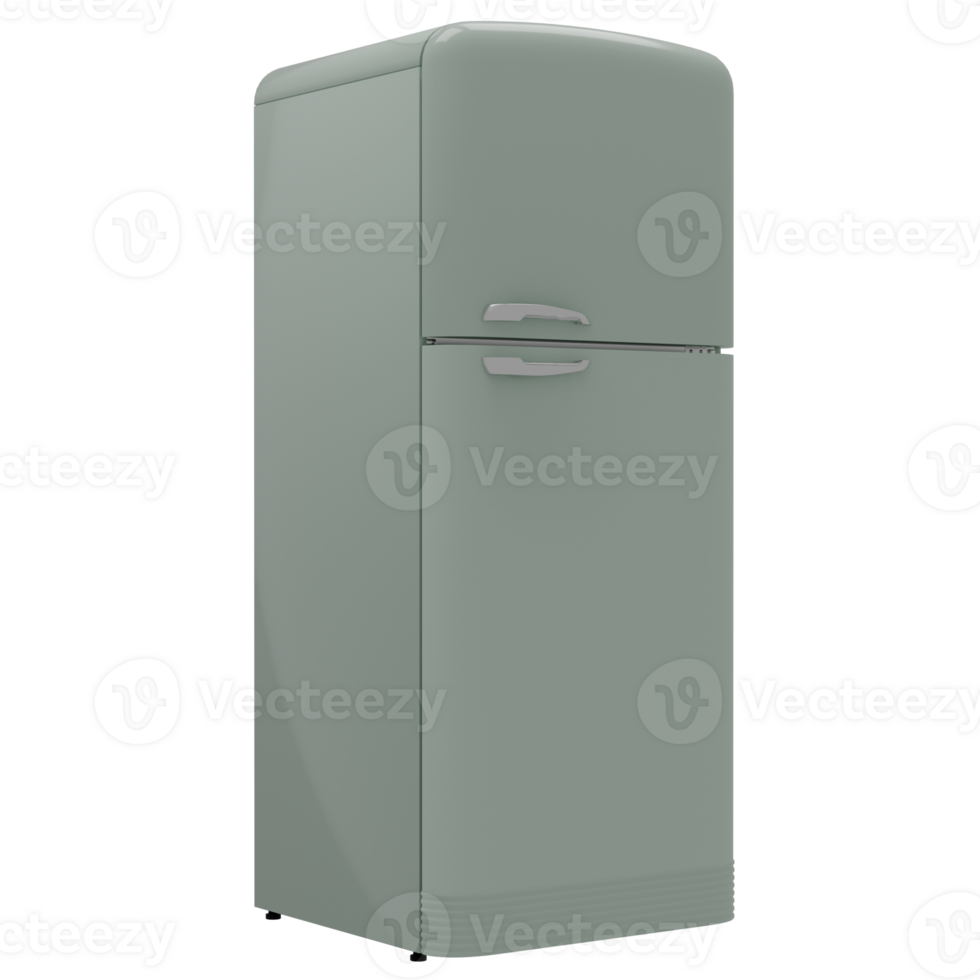 A green refrigerator is shown against a black background png