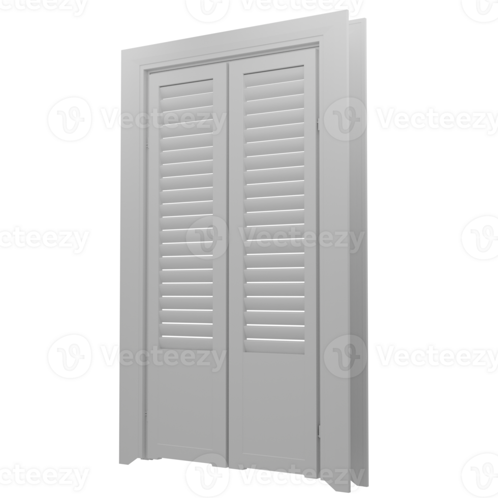 A white door with shutters open on a black background png
