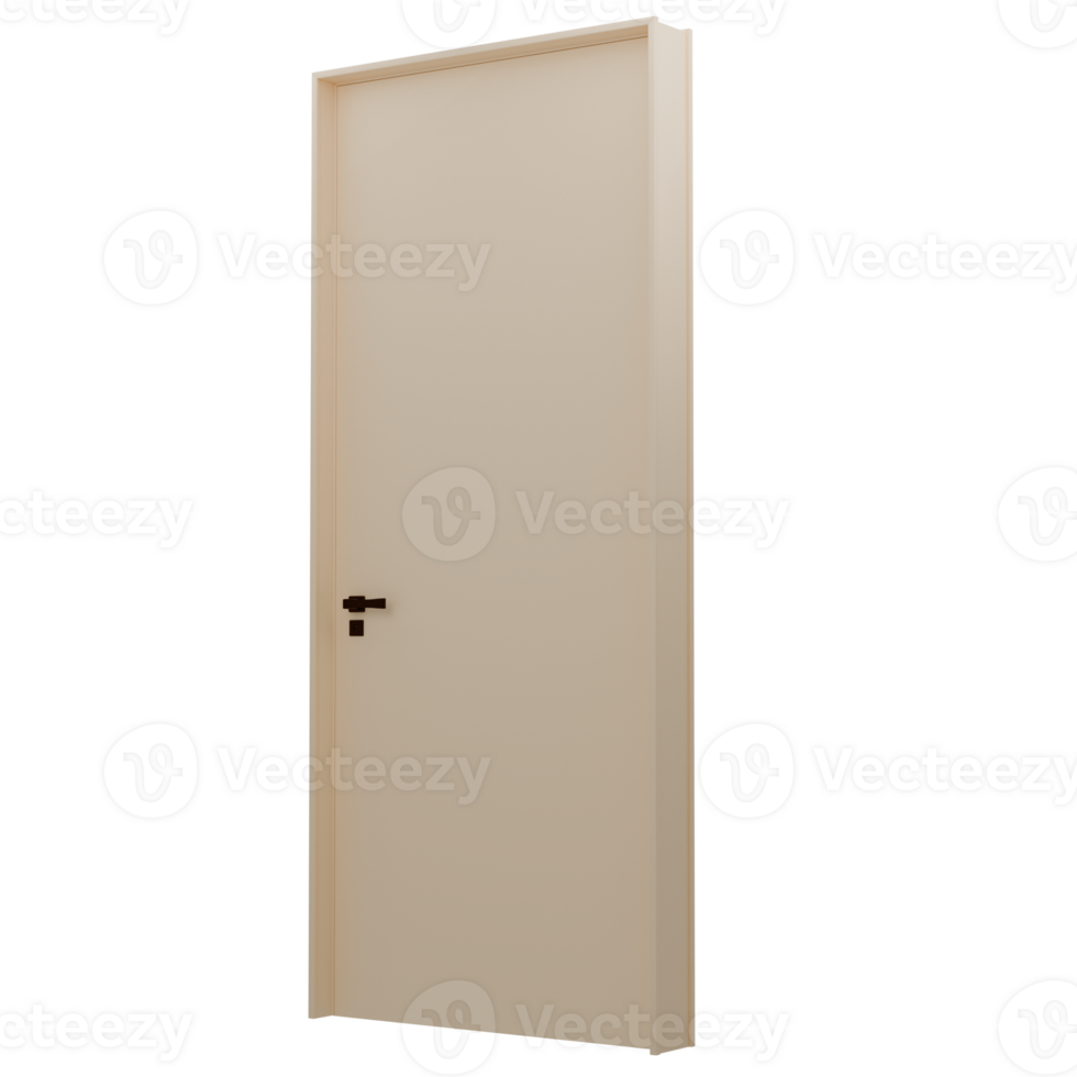 A white door with a black handle on a black background png