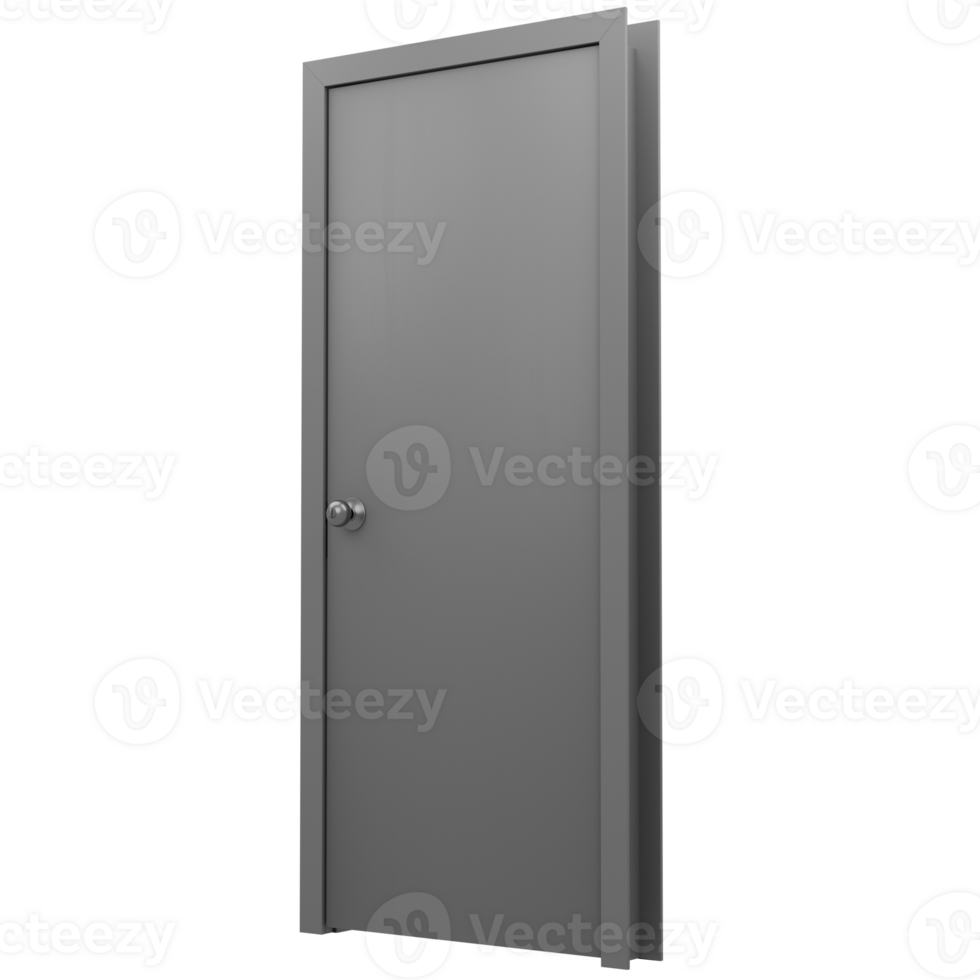 A closed door with a metal handle on a black background png
