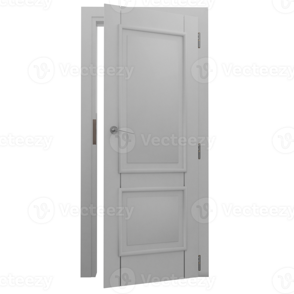 An open white door on a transparent background png