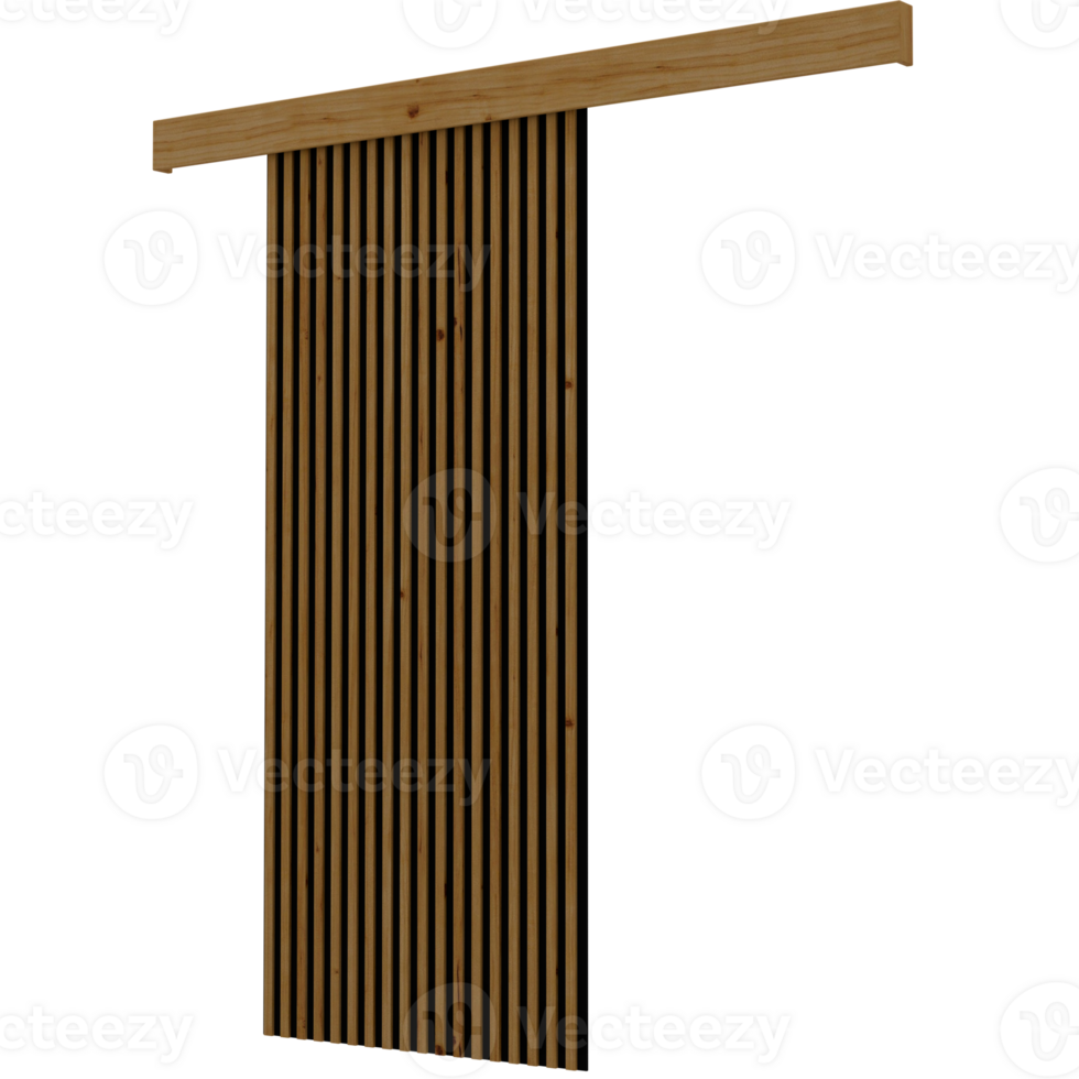 3d sliding ooden door with vertical slats png
