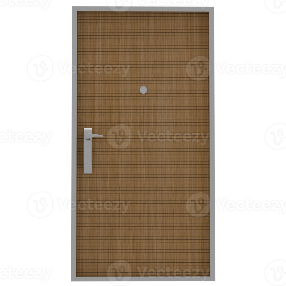 Wooden door with a metal handle and a white handle png