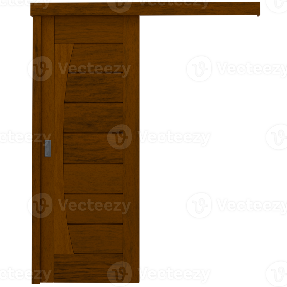 Wooden sliding door with a transparent background png
