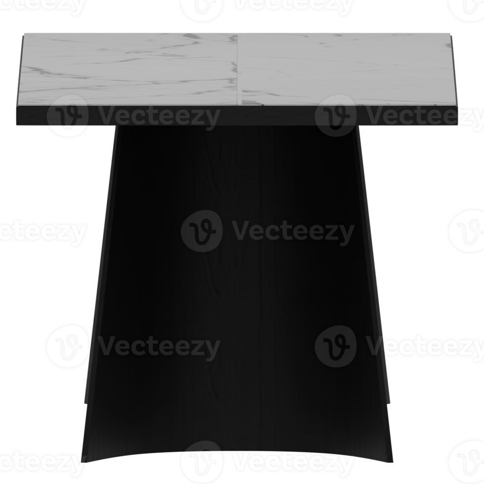 A black and white marble table with a black base png