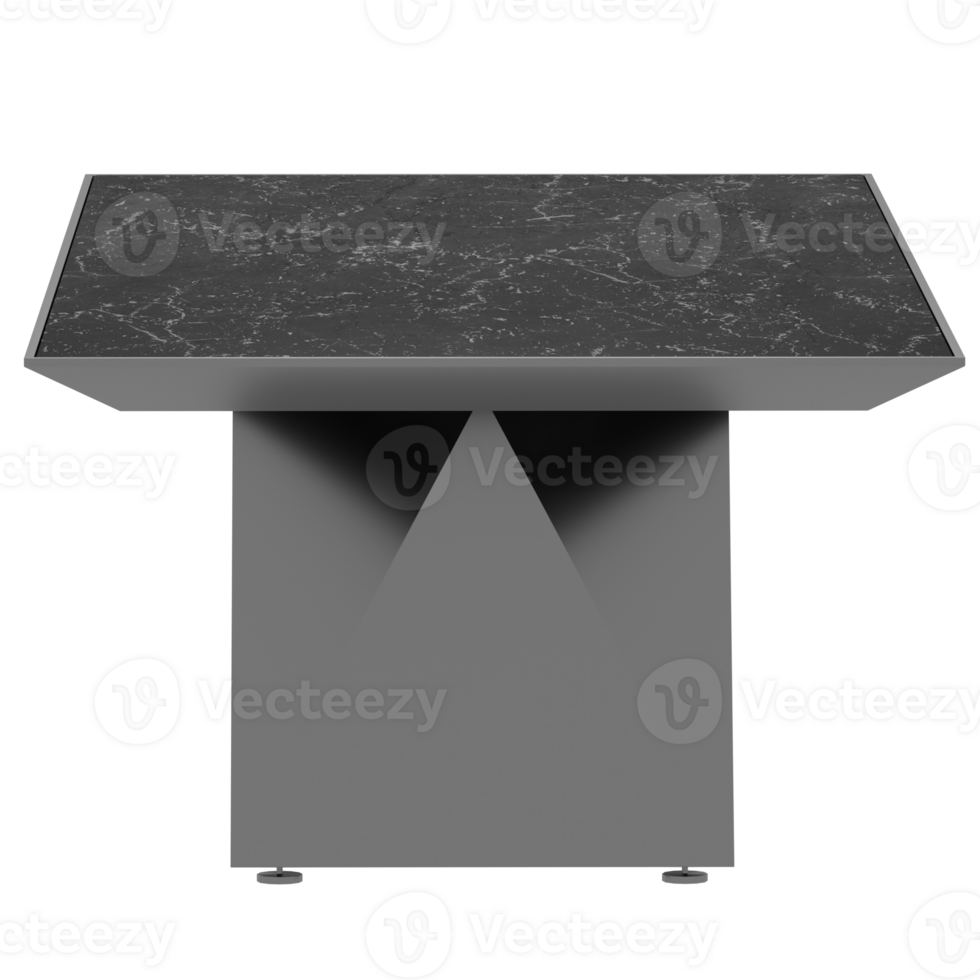 A black marble table with a square base png