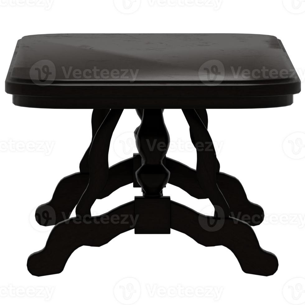 A black table with a wooden base and a square top png