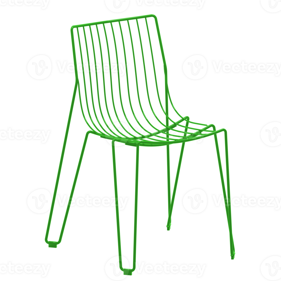 A green chair with a metal frame png