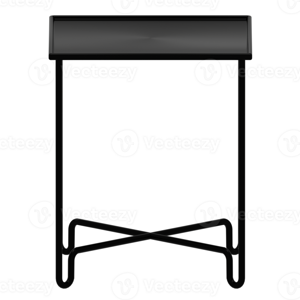 A black table with a metal base and a black top png
