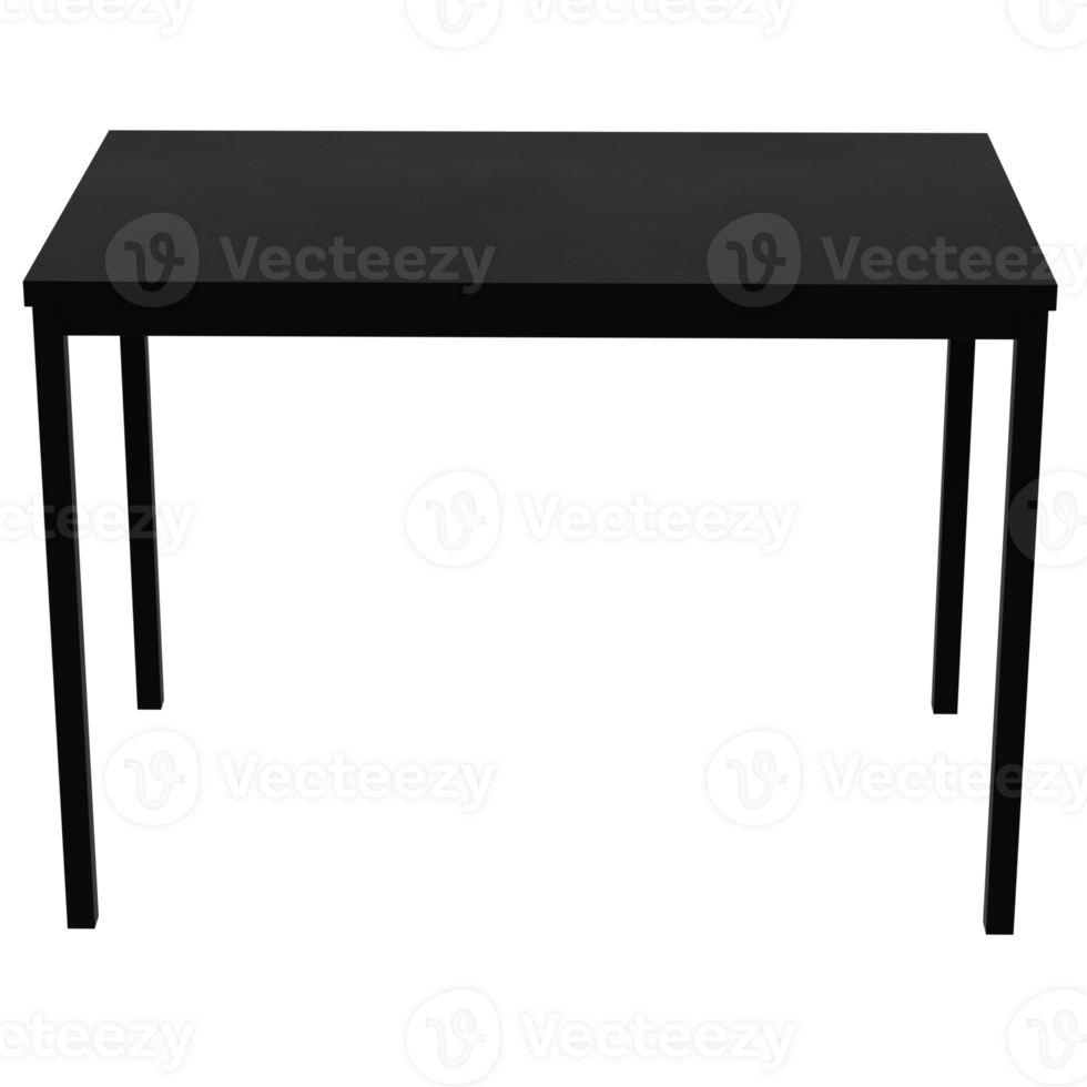 A black table with a metal frame and a black top png
