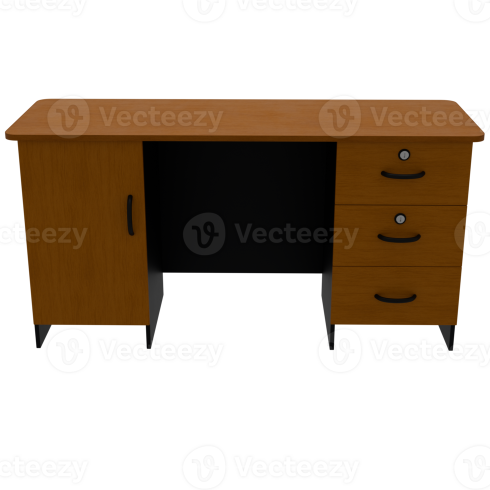 A desk with two drawers and a black cabinet png