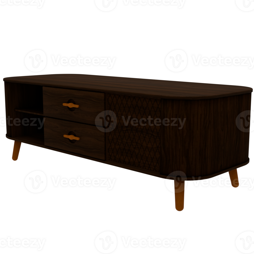 A wooden tv stand with two drawers png