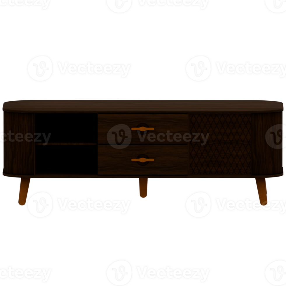 A wooden entertainment unit with two drawers png