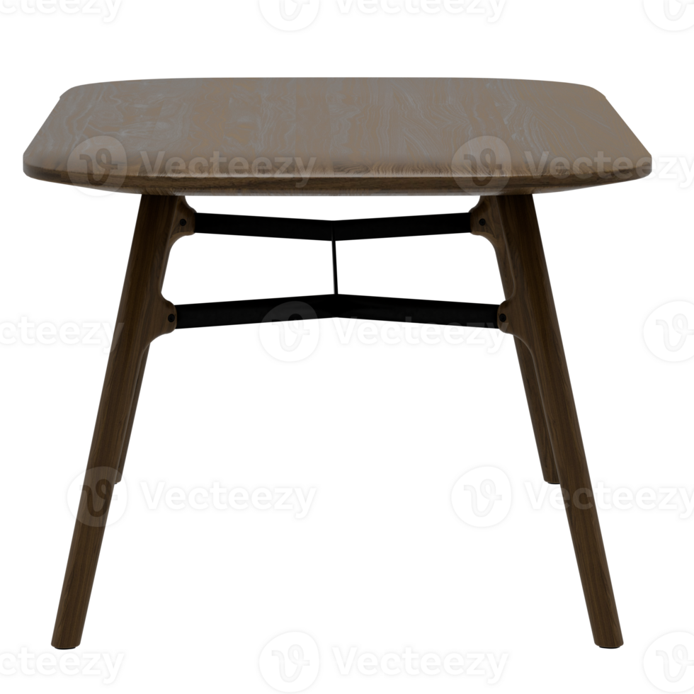 A table 3d with a wooden top and black legs png