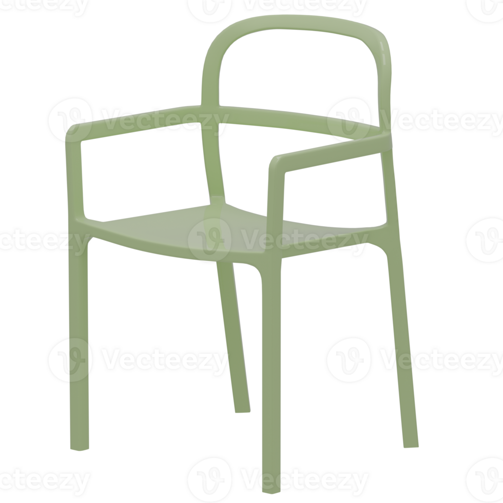 A green plastic chair with arms and back png