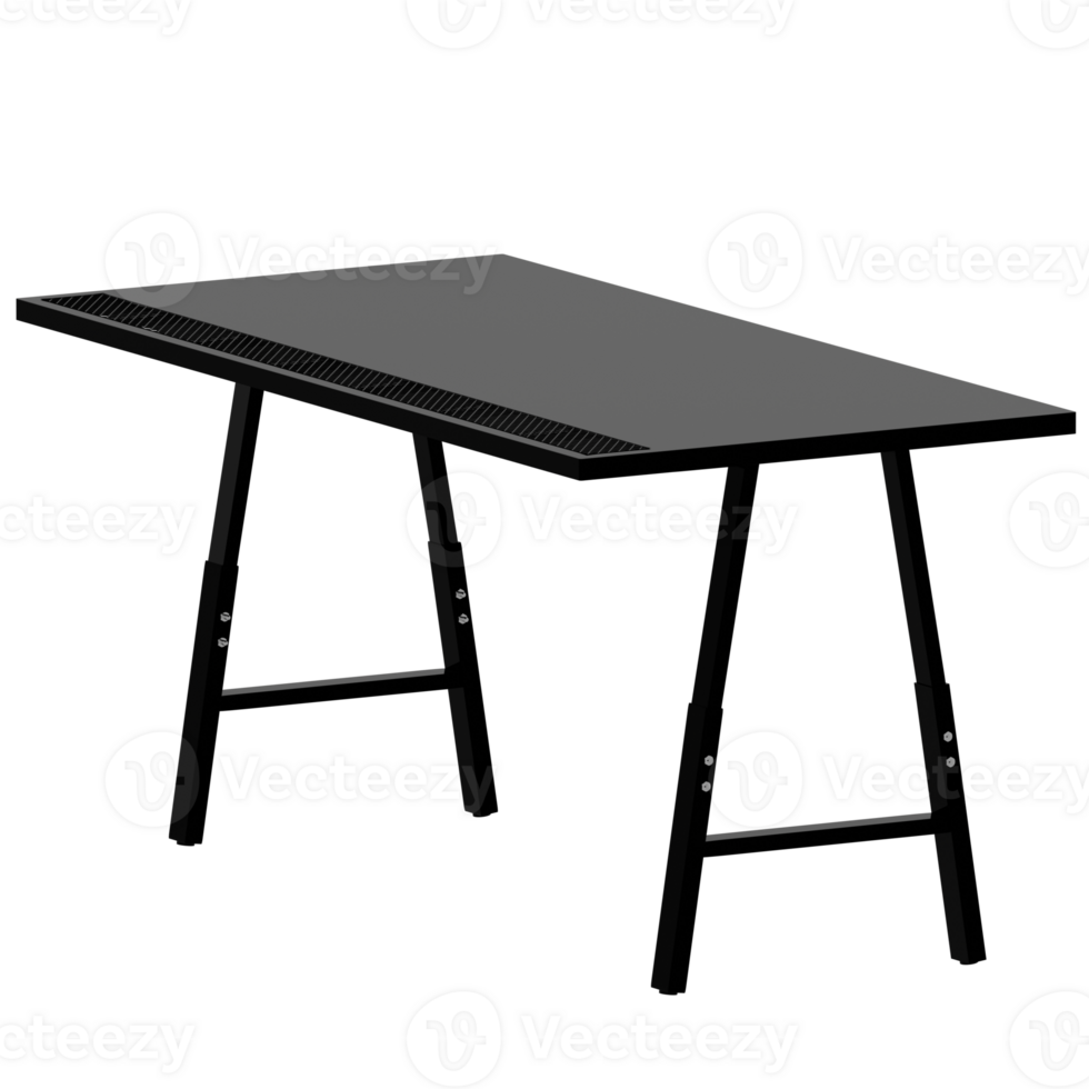 3d black table with a black top and legs png