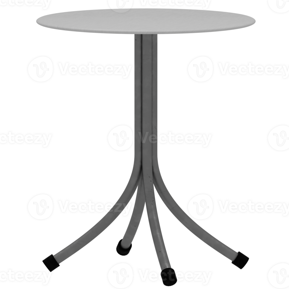 A white table with a black base and a round top png