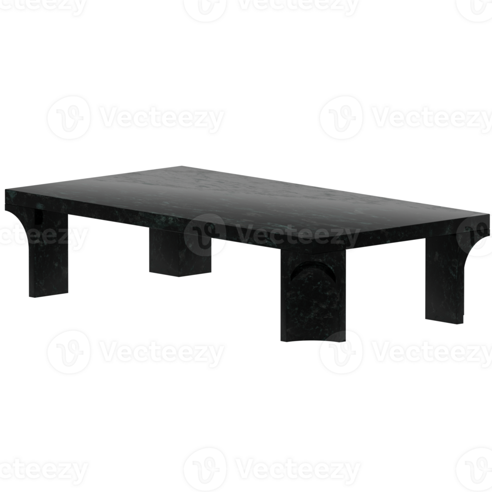 A black coffee table with a black marble top png
