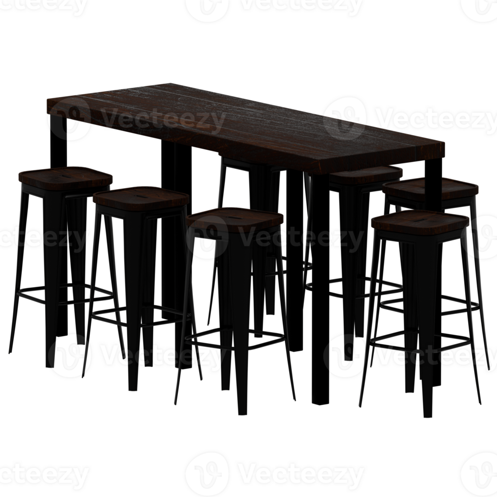 Render table with four stools around it png