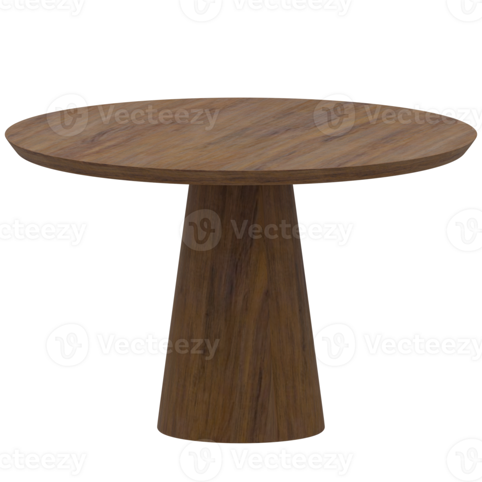A round wooden table with a wooden base png