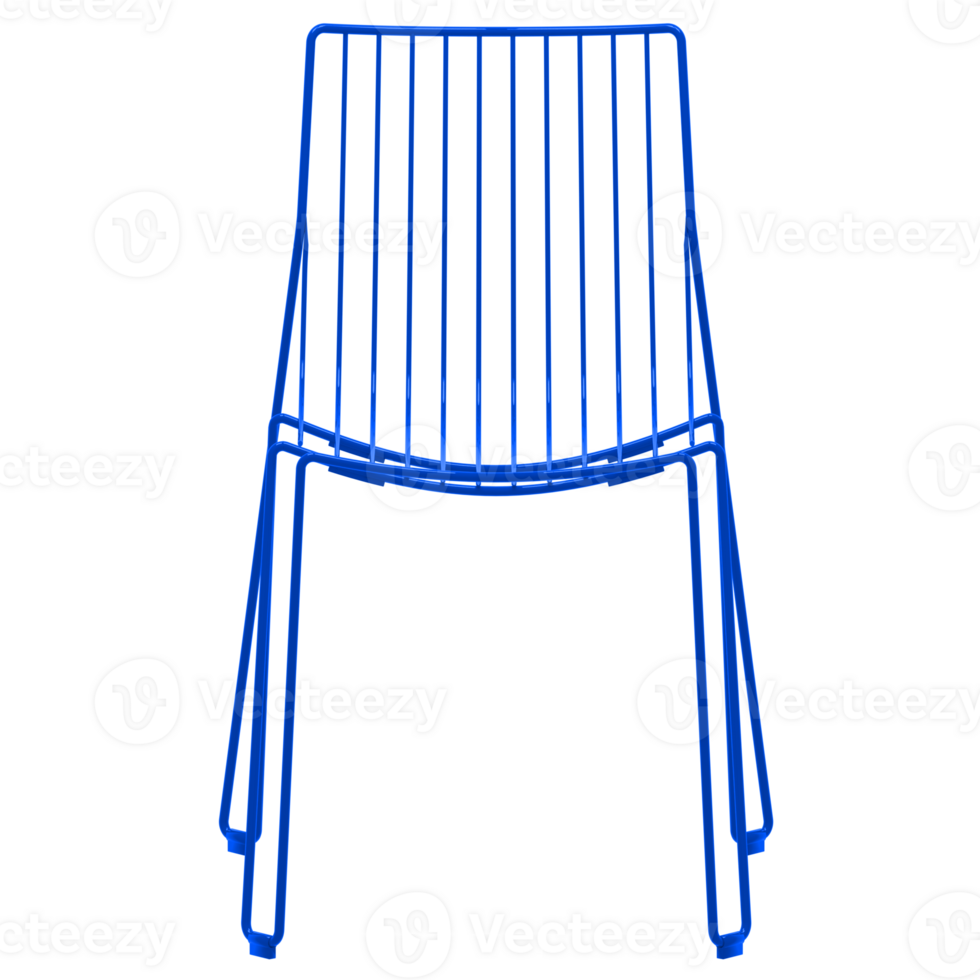 3d chair with a blue wire frame png